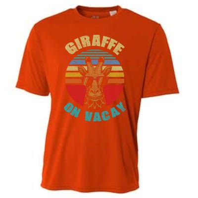 Funny Vintage Giraffe On Vacay Mode Summer Vacation Vibes Gift Cooling Performance Crew T-Shirt