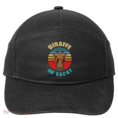 Funny Vintage Giraffe On Vacay Mode Summer Vacation Vibes Gift 7-Panel Snapback Hat
