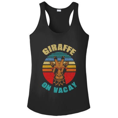 Funny Vintage Giraffe On Vacay Mode Summer Vacation Vibes Gift Ladies PosiCharge Competitor Racerback Tank