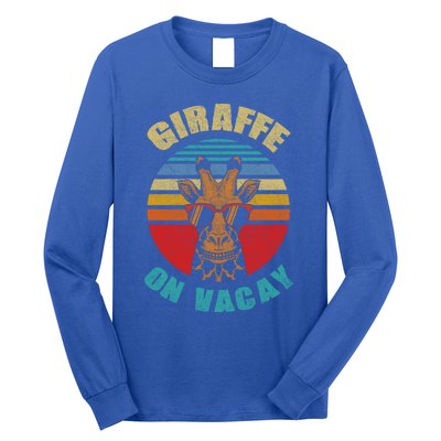 Funny Vintage Giraffe On Vacay Mode Summer Vacation Vibes Gift Long Sleeve Shirt