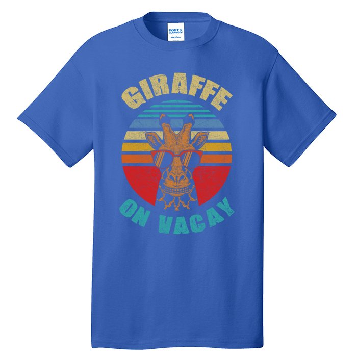 Funny Vintage Giraffe On Vacay Mode Summer Vacation Vibes Gift Tall T-Shirt