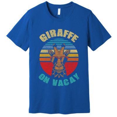 Funny Vintage Giraffe On Vacay Mode Summer Vacation Vibes Gift Premium T-Shirt