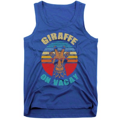 Funny Vintage Giraffe On Vacay Mode Summer Vacation Vibes Gift Tank Top