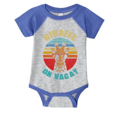 Funny Vintage Giraffe On Vacay Mode Summer Vacation Vibes Gift Infant Baby Jersey Bodysuit