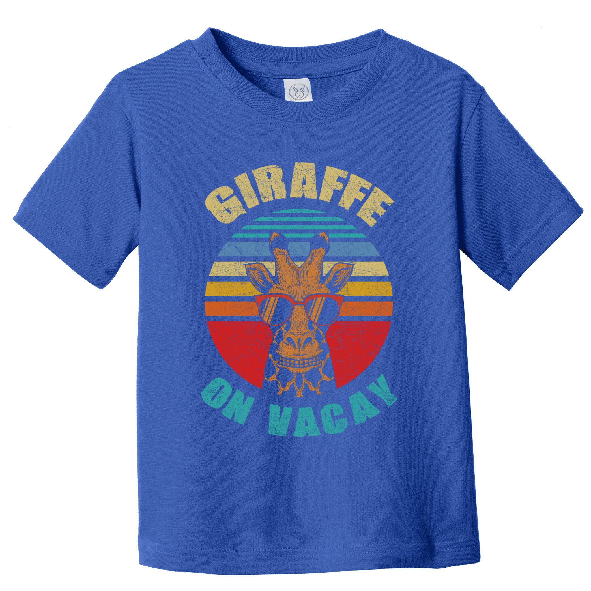 Funny Vintage Giraffe On Vacay Mode Summer Vacation Vibes Gift Toddler T-Shirt