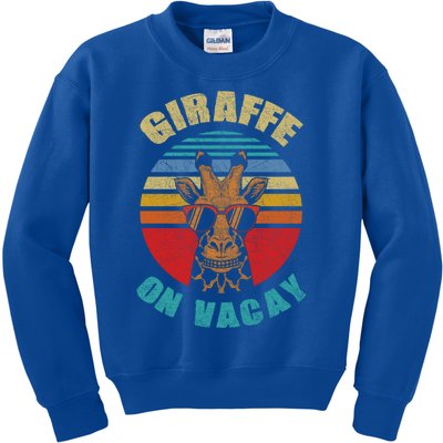 Funny Vintage Giraffe On Vacay Mode Summer Vacation Vibes Gift Kids Sweatshirt