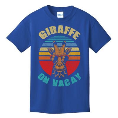 Funny Vintage Giraffe On Vacay Mode Summer Vacation Vibes Gift Kids T-Shirt