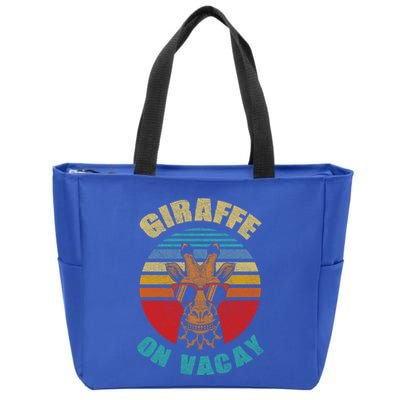 Funny Vintage Giraffe On Vacay Mode Summer Vacation Vibes Gift Zip Tote Bag