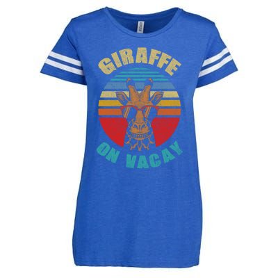 Funny Vintage Giraffe On Vacay Mode Summer Vacation Vibes Gift Enza Ladies Jersey Football T-Shirt