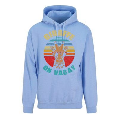 Funny Vintage Giraffe On Vacay Mode Summer Vacation Vibes Gift Unisex Surf Hoodie