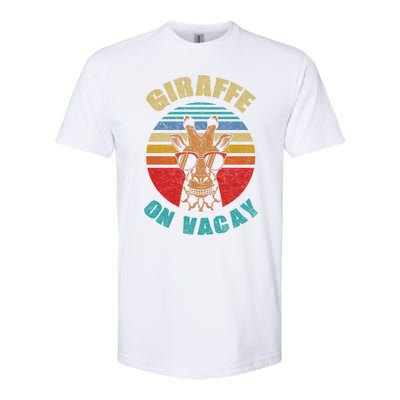 Funny Vintage Giraffe On Vacay Mode Summer Vacation Vibes Gift Softstyle CVC T-Shirt