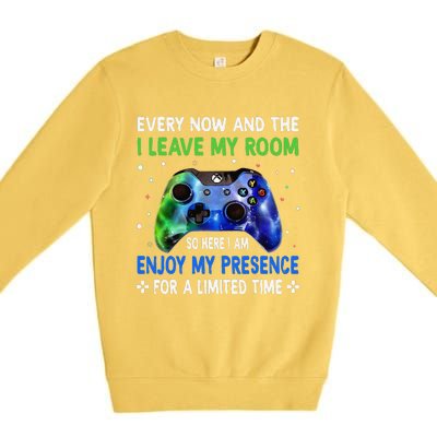 Funny Video Games Every Now And Then I Leave My Room Premium Crewneck Sweatshirt