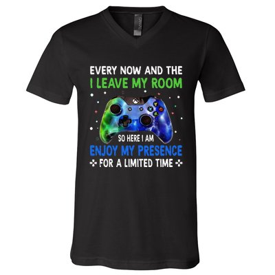 Funny Video Games Every Now And Then I Leave My Room V-Neck T-Shirt