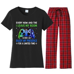 Funny Video Games Every Now And Then I Leave My Room Women's Flannel Pajama Set