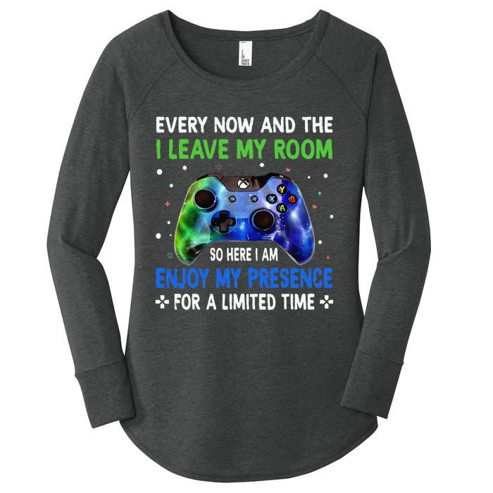 Funny Video Games Every Now And Then I Leave My Room Women's Perfect Tri Tunic Long Sleeve Shirt