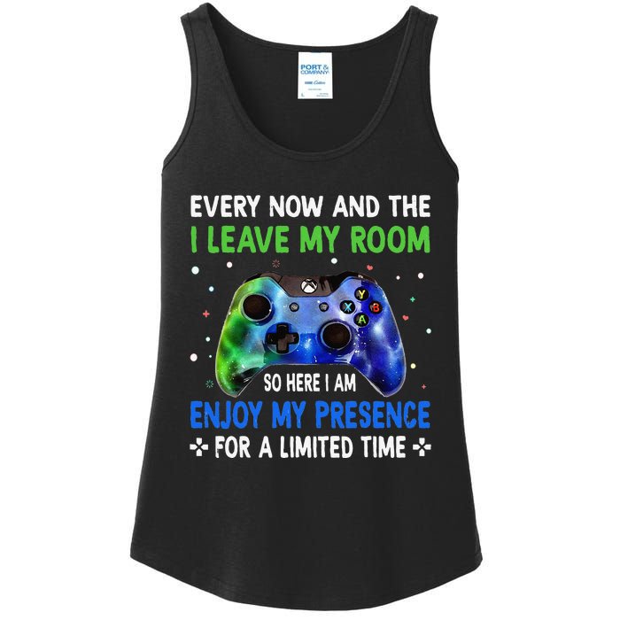 Funny Video Games Every Now And Then I Leave My Room Ladies Essential Tank