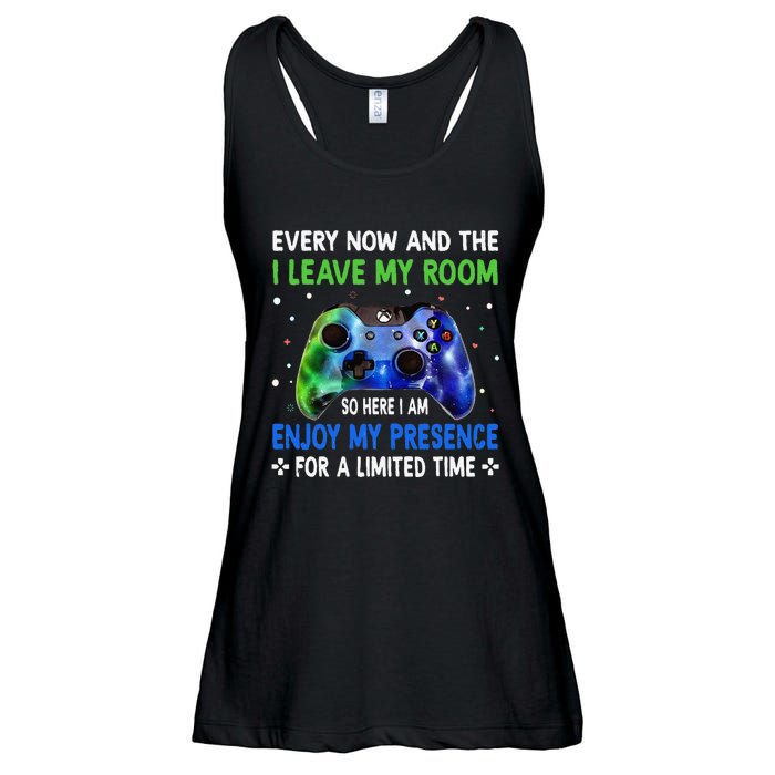 Funny Video Games Every Now And Then I Leave My Room Ladies Essential Flowy Tank