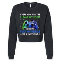 Funny Video Games Every Now And Then I Leave My Room Cropped Pullover Crew