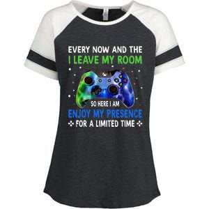 Funny Video Games Every Now And Then I Leave My Room Enza Ladies Jersey Colorblock Tee