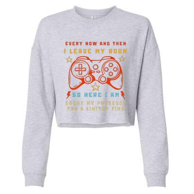 Funny Video Game Every Now And Then I Leave My Room Gamer Cropped Pullover Crew