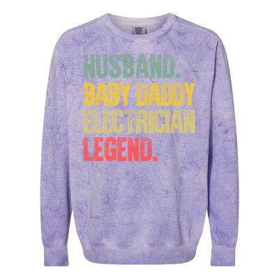 Funny Vintage Great Gift Husband Daddy Electrician Legend Cute Gift Colorblast Crewneck Sweatshirt