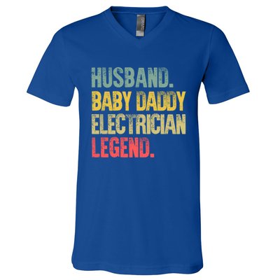 Funny Vintage Great Gift Husband Daddy Electrician Legend Cute Gift V-Neck T-Shirt