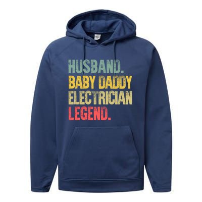 Funny Vintage Great Gift Husband Daddy Electrician Legend Cute Gift Performance Fleece Hoodie