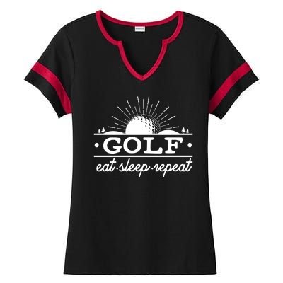 Funny Vintage Golf Eat Sleep Repeat Golfing Fan Ladies Halftime Notch Neck Tee