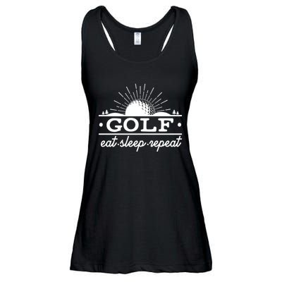 Funny Vintage Golf Eat Sleep Repeat Golfing Fan Ladies Essential Flowy Tank