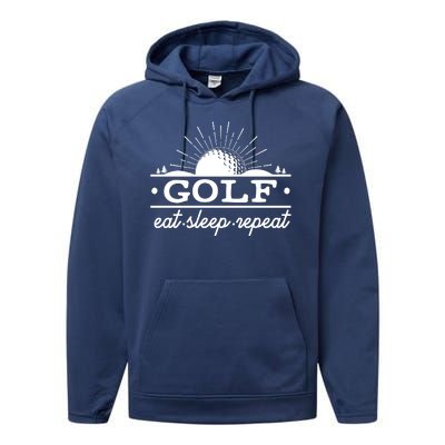 Funny Vintage Golf Eat Sleep Repeat Golfing Fan Performance Fleece Hoodie