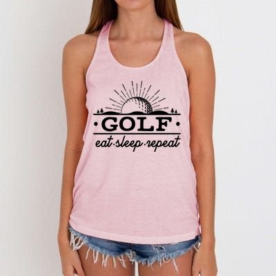 Funny Vintage Golf Eat Sleep Repeat Golfing Fan Women's Knotted Racerback Tank