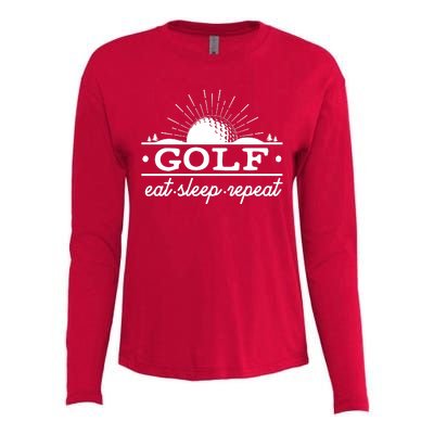 Funny Vintage Golf Eat Sleep Repeat Golfing Fan Womens Cotton Relaxed Long Sleeve T-Shirt