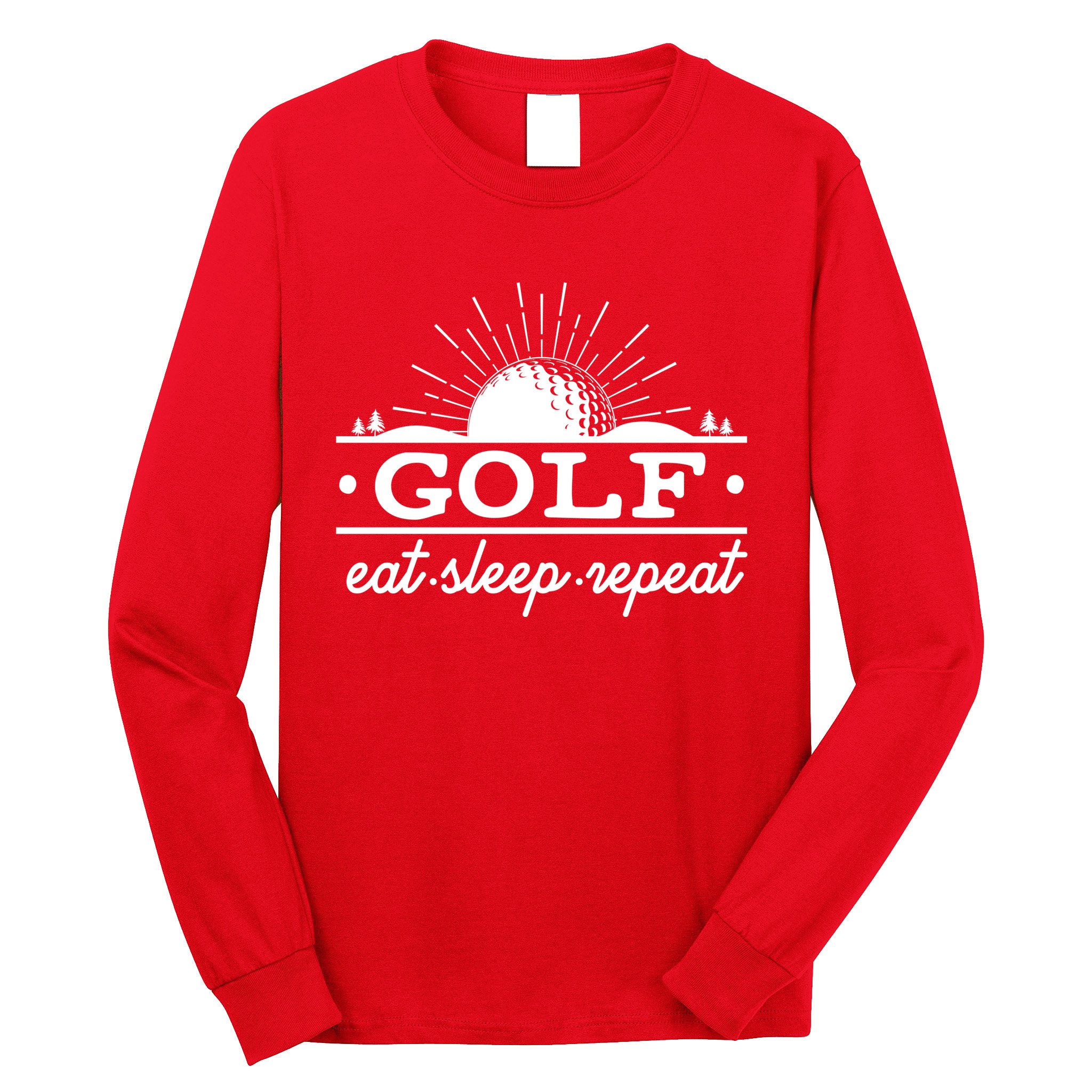 Funny Vintage Golf Eat Sleep Repeat Golfing Fan Long Sleeve Shirt