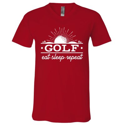 Funny Vintage Golf Eat Sleep Repeat Golfing Fan V-Neck T-Shirt