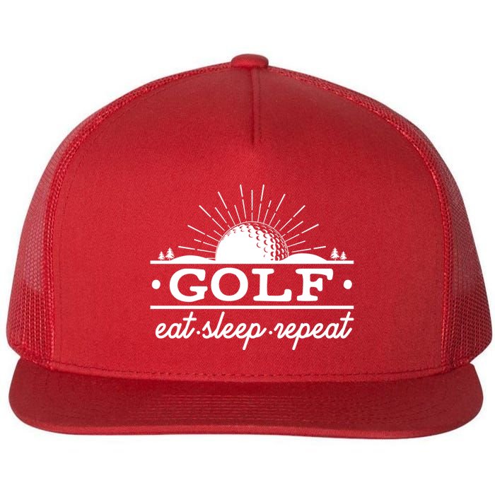 Funny Vintage Golf Eat Sleep Repeat Golfing Fan Flatbill Hat