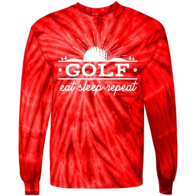 Funny Vintage Golf Eat Sleep Repeat Golfing Fan Tie-Dye Long Sleeve Shirt