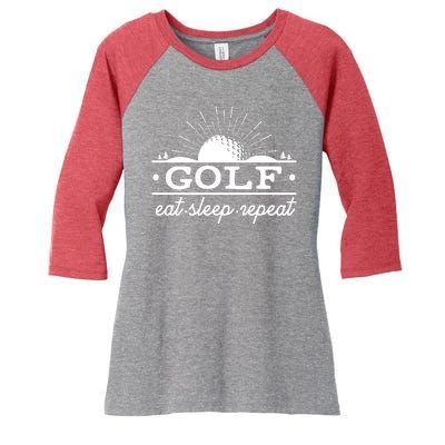 Funny Vintage Golf Eat Sleep Repeat Golfing Fan Women's Tri-Blend 3/4-Sleeve Raglan Shirt