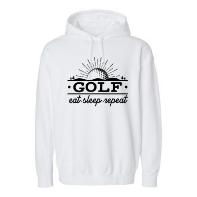 Funny Vintage Golf Eat Sleep Repeat Golfing Fan Garment-Dyed Fleece Hoodie