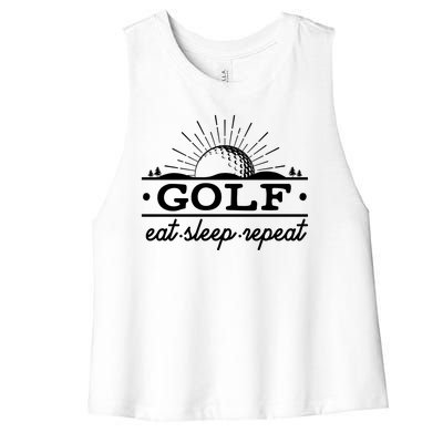 Funny Vintage Golf Eat Sleep Repeat Golfing Fan Women's Racerback Cropped Tank