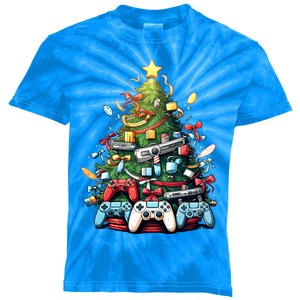 Funny Video Game Gaming Controller Christmas Tree Pajama Gift Kids Tie-Dye T-Shirt