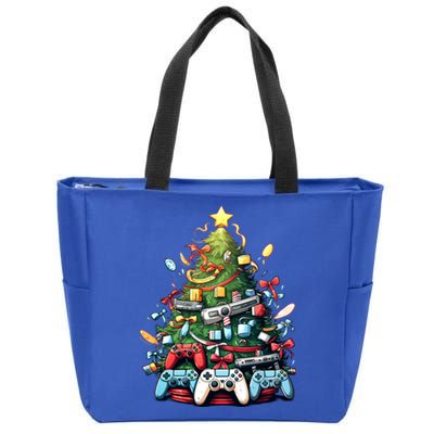 Funny Video Game Gaming Controller Christmas Tree Pajama Gift Zip Tote Bag