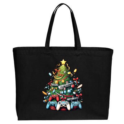 Funny Video Game Gaming Controller Christmas Tree Pajama Gift Cotton Canvas Jumbo Tote