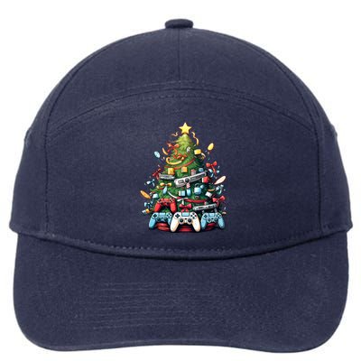 Funny Video Game Gaming Controller Christmas Tree Pajama Gift 7-Panel Snapback Hat