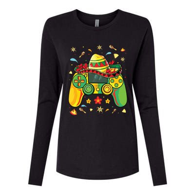 Funny Video Gamer Cinco De Mayo Lets Fiesta Party Womens Cotton Relaxed Long Sleeve T-Shirt