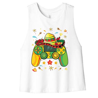 Funny Video Gamer Cinco De Mayo Lets Fiesta Party Women's Racerback Cropped Tank