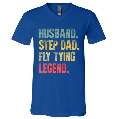 Funny Vintage Great Gift Husband Step Dad Fly Tying Legend Gift Cool Gift V-Neck T-Shirt