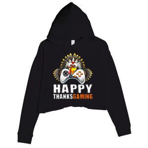 Funny Video Game Console Turkey Thanksgiving Gamers Gaming Crop Fleece Hoodie