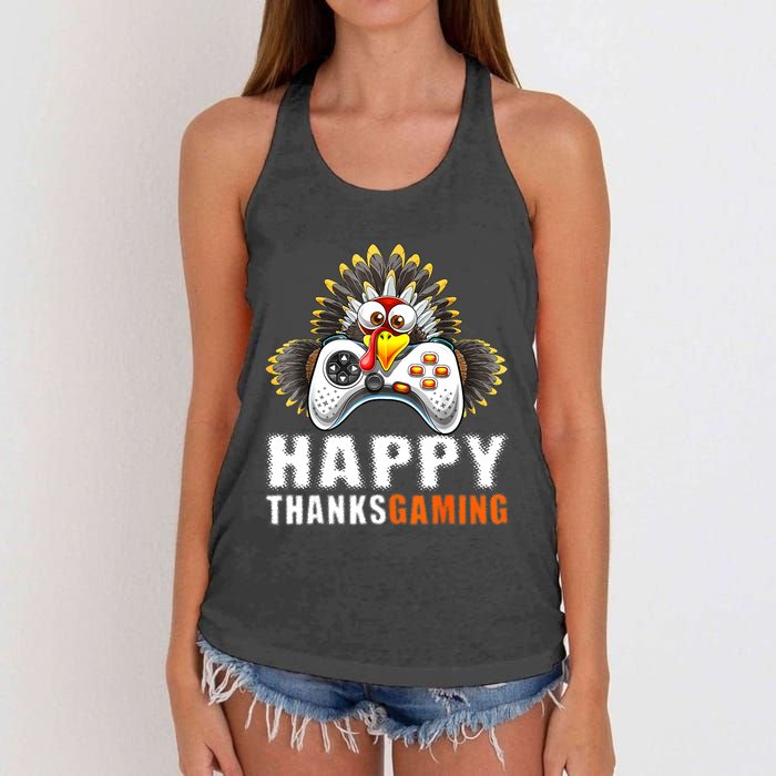 Funny Video Game Console Turkey Thanksgiving Gamers Gaming Women's Knotted Racerback Tank