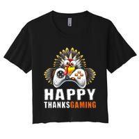 Funny Video Game Console Turkey Thanksgiving Gamers Gaming Women's Crop Top Tee