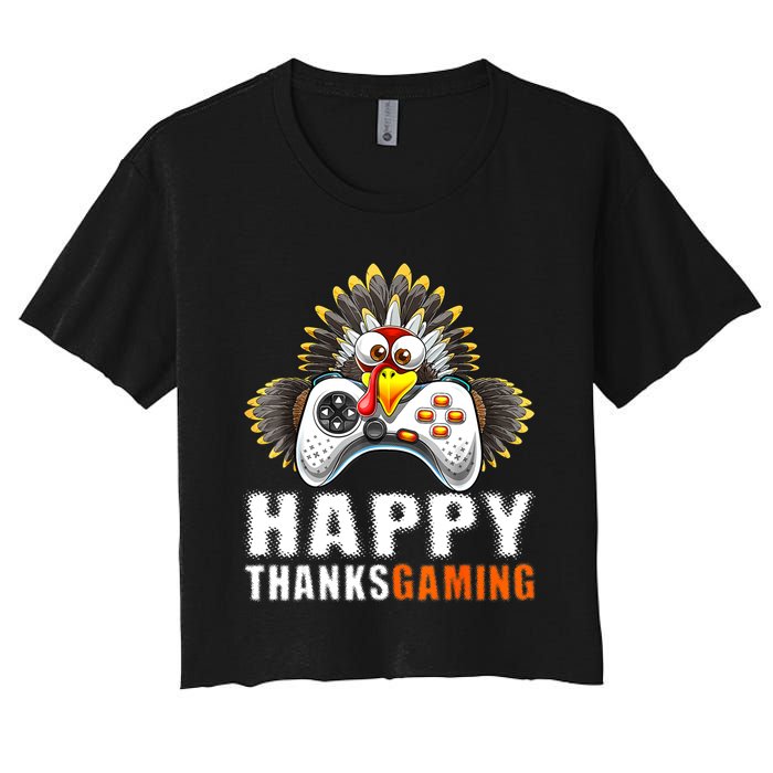 Funny Video Game Console Turkey Thanksgiving Gamers Gaming Women's Crop Top Tee